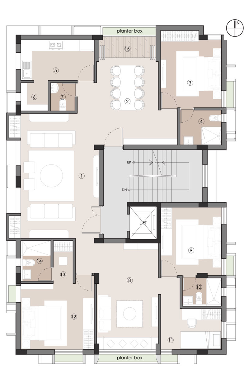 DUPLEX TYPICAL 4 BHK UNIT PLAN IN JODHPUR PARK